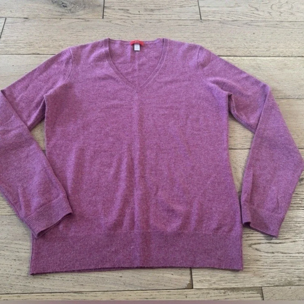 Jennie Liu Womens 100% Cashmere V-Neck Pullover Sweater‎ Pink Size Large (1203)